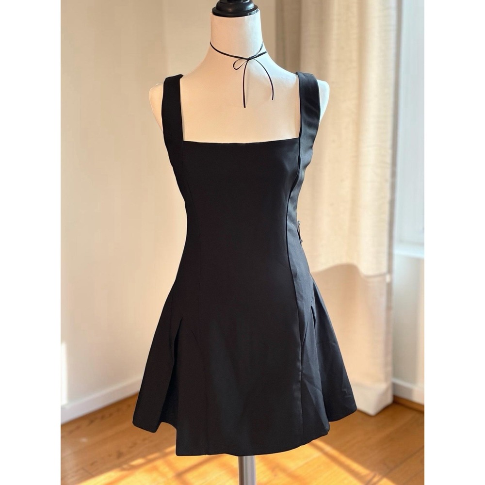 Express Black Fit & Flare Square Neck Sleeveless Short Dress XS